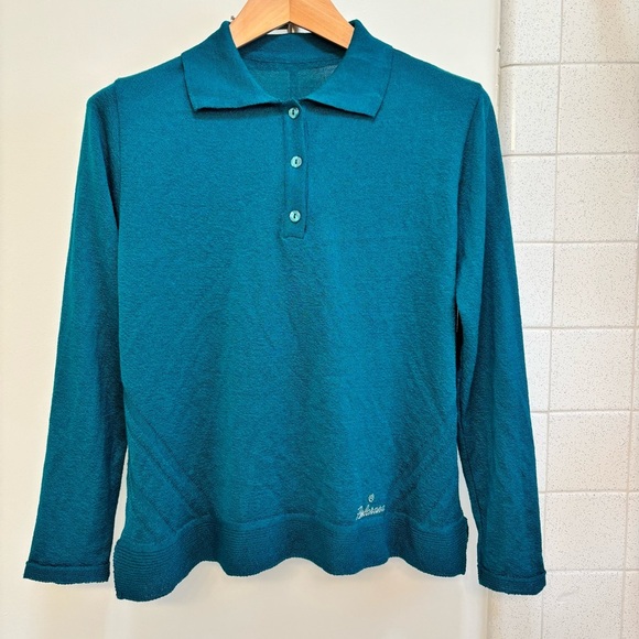 Boutique Sweaters - Womens Blue Green Knit Sweater Size Large Coastal Grandma Resort Travel Italian
